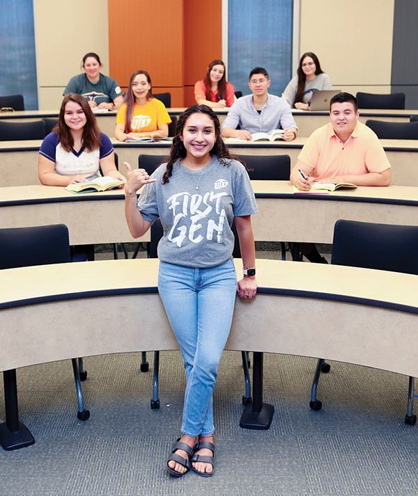 Daniela Minjares, foreground, is one of scores of first-generation college students at The 山ּ of Texas at El Paso. As America’s leading Hispanic-serving university, UTEP has been invested in developing the talents of first-gen students, particularly those who have grown up in the Paso del Norte region. Photo by Laura Trejo / UTEP Marketing and Communications 